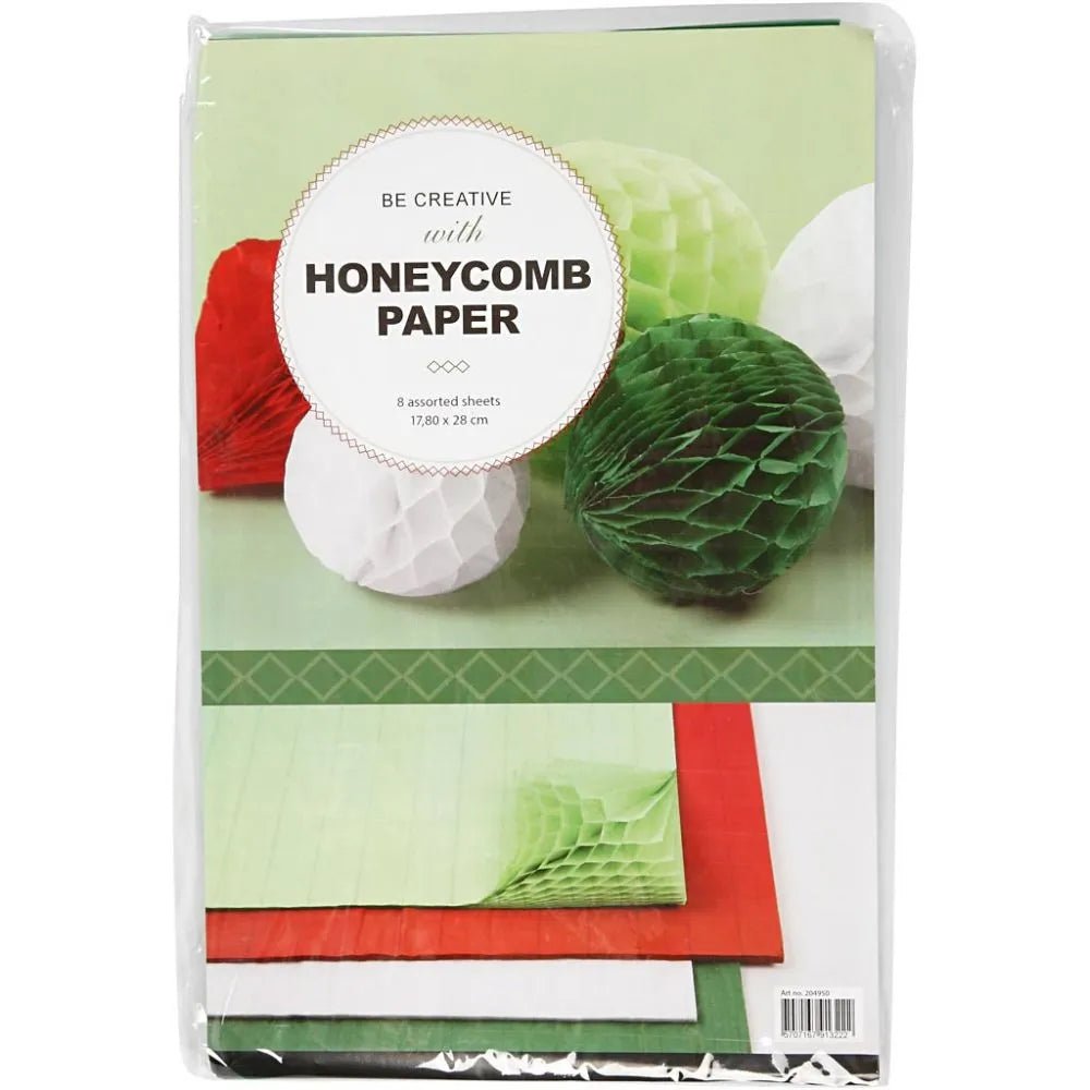 8 x Honeycomb Tissue Paper Sheets 4 Assorted Colour Christmas Crafts 28 x17.8 cm
