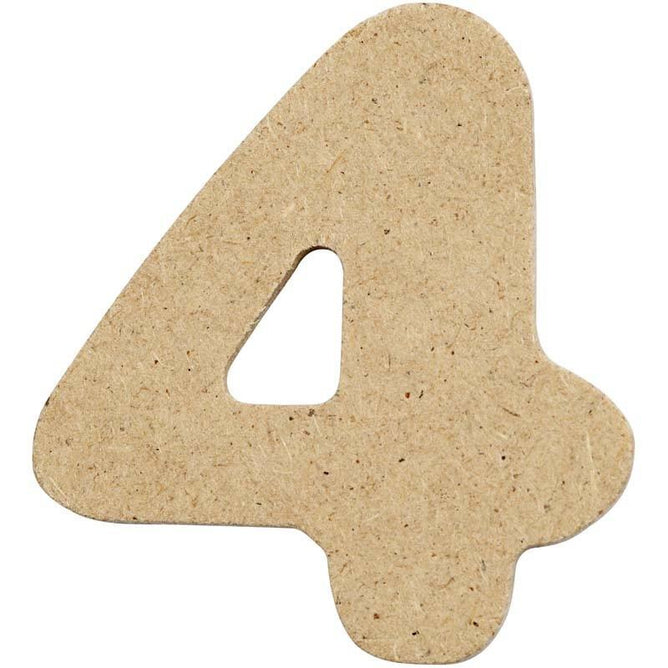 10 x Pre Punched MDF Wooden Number 4 cm - Digit 4 - Hobby & Crafts