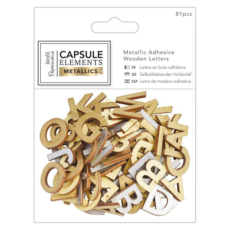 81 x Papermania Metallic Adhesive Alphabet Pack Wooden Decoration Scrapbooking Crafts - Home - Crafts