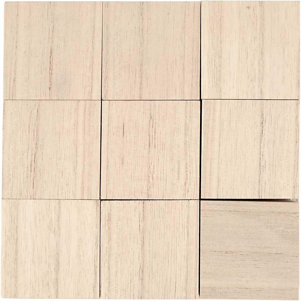 9 x Paulownia Wood Toy Cubes With Tray Decoration Crafts 4x4x4 cm - Home - Crafts