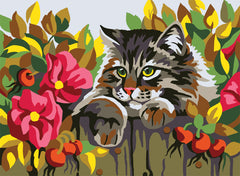 Collection d'Art Printed Needlepoint Tapestry Canvas Needlecraft 30x40cm - Cat Behind A Fence