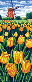 Collection d'Art Printed Needlepoint Tapestry Canvas Needlecraft 60x30cm - Tulip Field