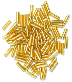 Craft Factory Bugle Glass Beads For Jewellery Making, Knitting, Sewing - 6mm Gold - Hobby & Crafts