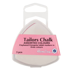 3 x Hemline Assorted Colour Triangular Clay Tailors Fabric Chalks Sewing Haberdashery - Hobby & Crafts
