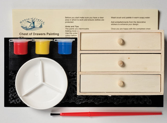 Chest of Drawers Painting Kit Instructions Wooden Chest Paints Stickers Brush Mixing Palette