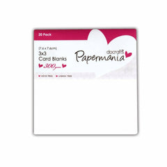 20 x Papermania Blank Cards Envelopes Pack 7.6cm x 7.6cm White Square Shaped