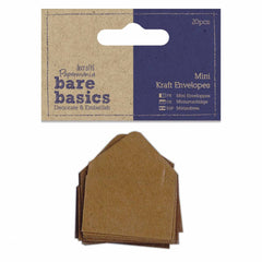 20 x Papermania Bare Basics Mini Kraft Rectangular Envelopes Brown 4cm x 2.5cm