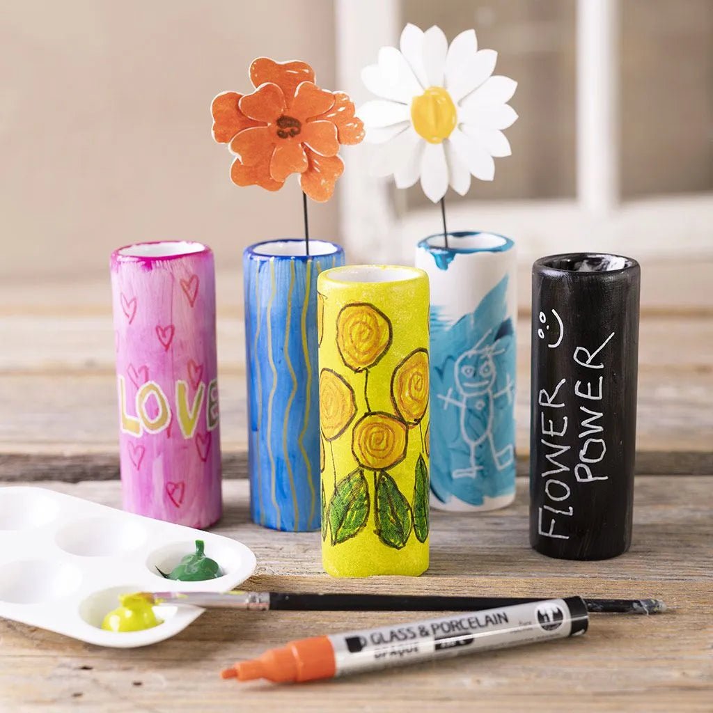 A-Color Glass Paint Bottles 30-250ml | 10pc Sets or Choose Individual Colours | Water Based Glossy Creative Porcelain Terracotta Plastic Plaster