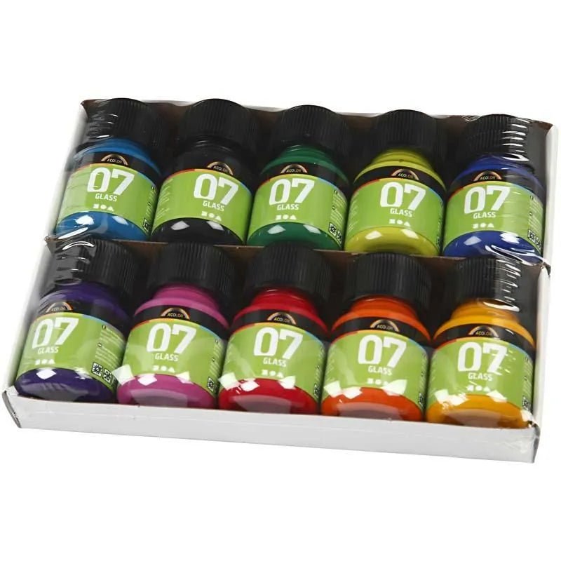 A-Color Glass Paint Bottles 30-250ml | 10pc Sets or Choose Individual Colours | Water Based Glossy Creative Porcelain Terracotta Plastic Plaster