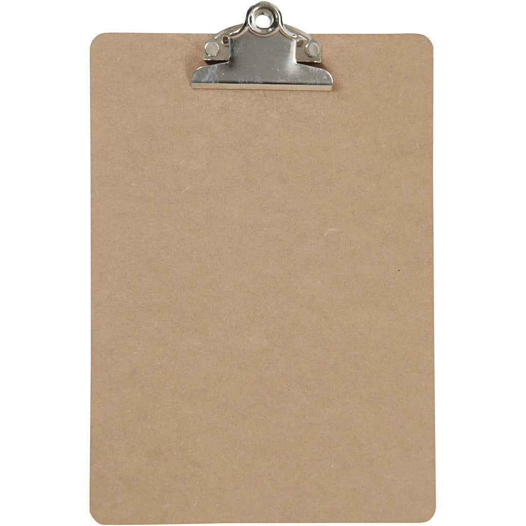 A5 Dark Brown MDF Clipboard With Metal Clip 19cm x 27cm Writing Drawing Accessories - Home - Crafts