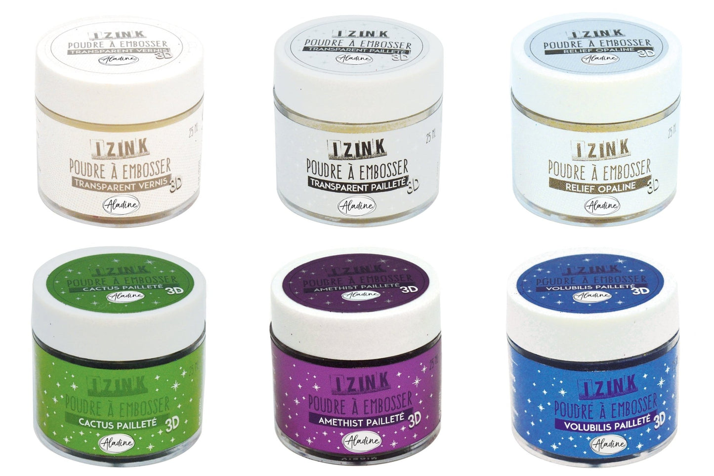 Aladine 3D Assorted Colour Izink Embossing Powder Scrapbooking Paper Crafts 25ml - Home - Crafts