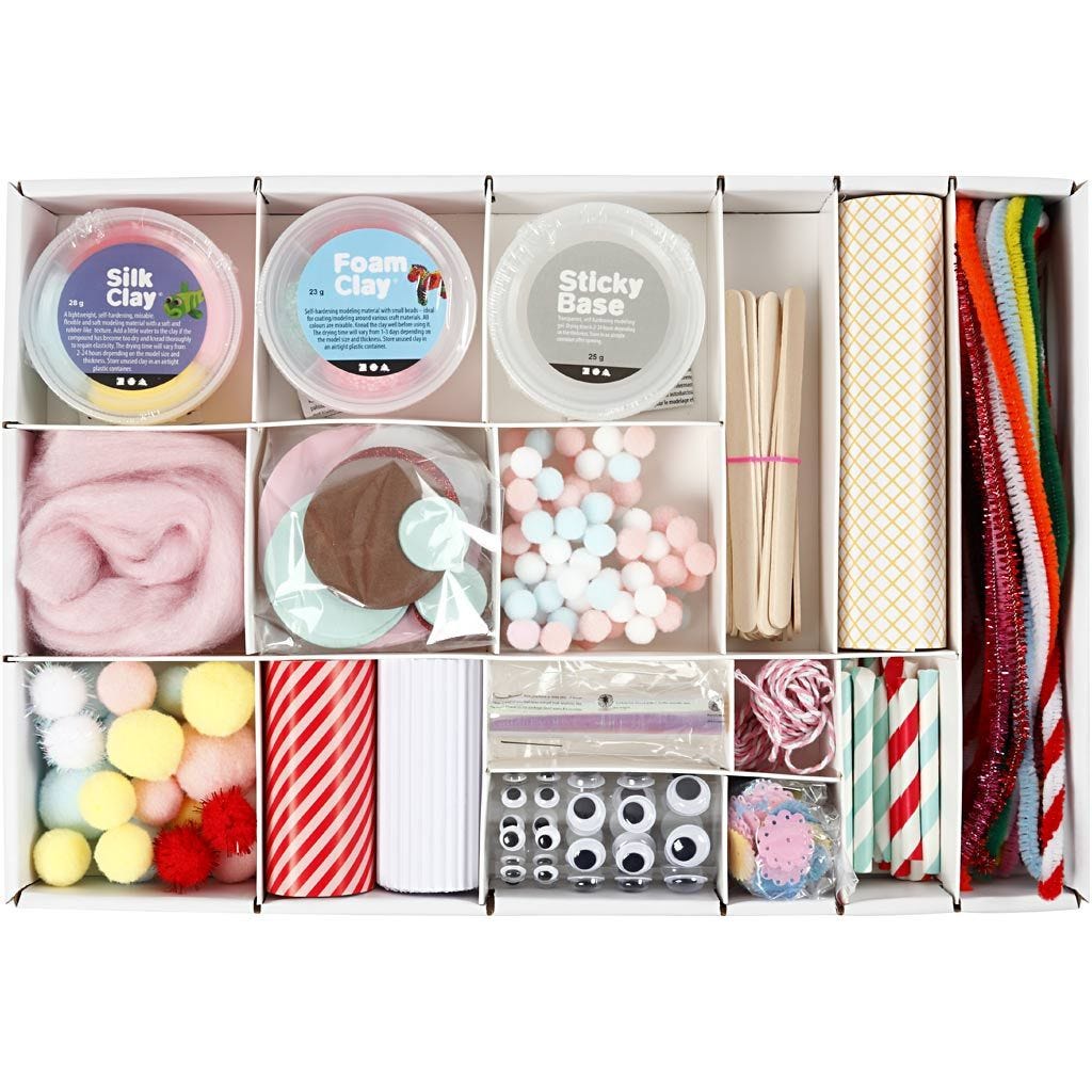 All-in-One Candy Creative Box : Foam Clay, Silk Clay, Pom-Poms & Fun Materials for Imaginative Projects