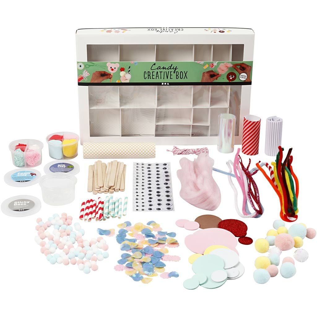 All-in-One Candy Creative Box : Foam Clay, Silk Clay, Pom-Poms & Fun Materials for Imaginative Projects