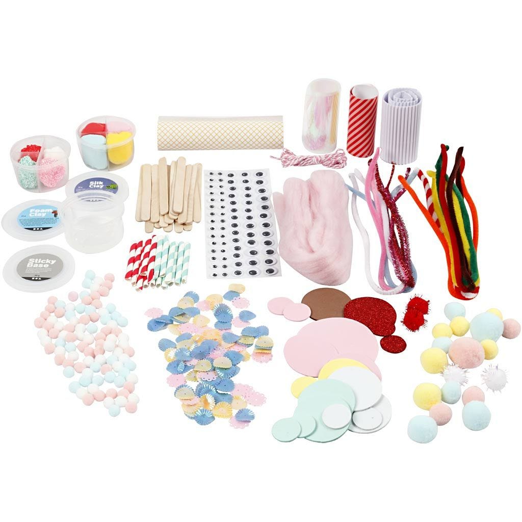 All-in-One Candy Creative Box : Foam Clay, Silk Clay, Pom-Poms & Fun Materials for Imaginative Projects