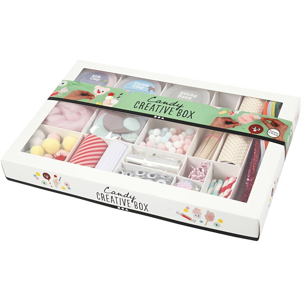 All-in-One Candy Creative Box : Foam Clay, Silk Clay, Pom-Poms & Fun Materials for Imaginative Projects