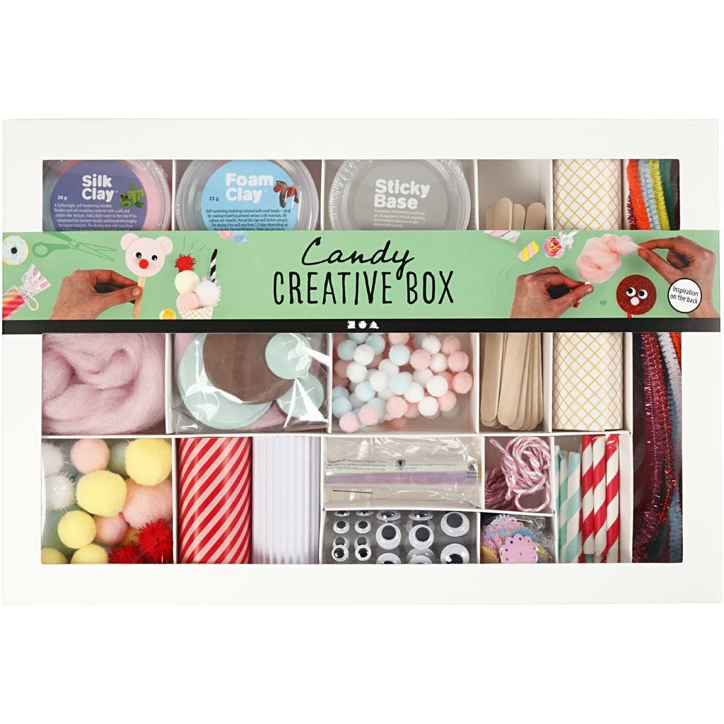 All-in-One Candy Creative Box : Foam Clay, Silk Clay, Pom-Poms & Fun Materials for Imaginative Projects