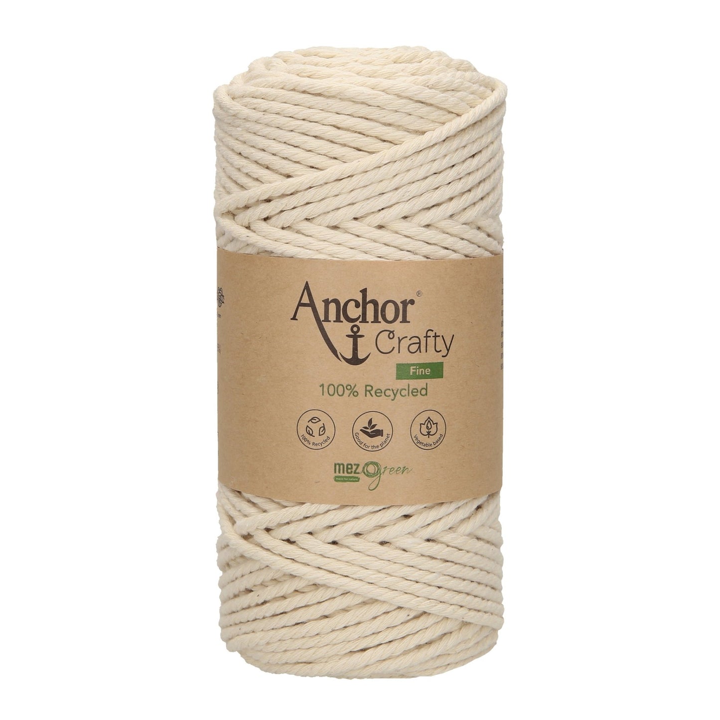 Anchor 3mm 250g 100% Recycled Soft 3-Ply Twisted Eco-Friendly Yarn - Knitting Crocheting Crafts - Various Colours