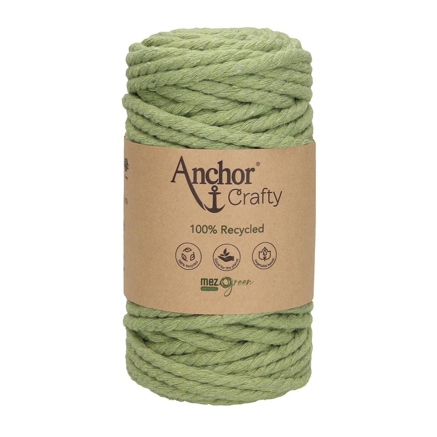 Anchor 5mm 250g 100% Recycled Soft 3-Ply Twisted Eco-Friendly Yarn - Knitting Crocheting Crafts - Various Colours