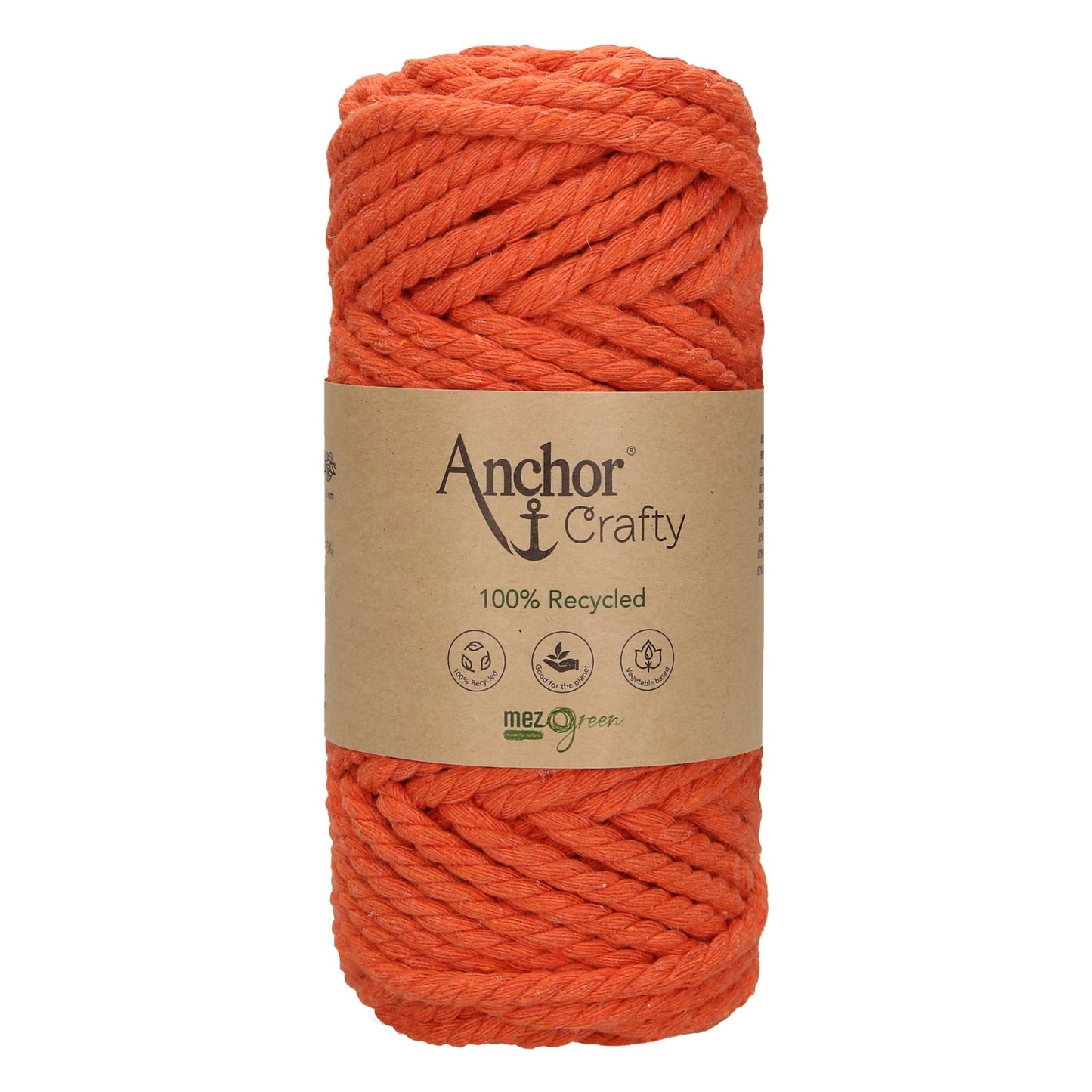 Anchor 5mm 250g 100% Recycled Soft 3-Ply Twisted Eco-Friendly Yarn - Knitting Crocheting Crafts - Various Colours
