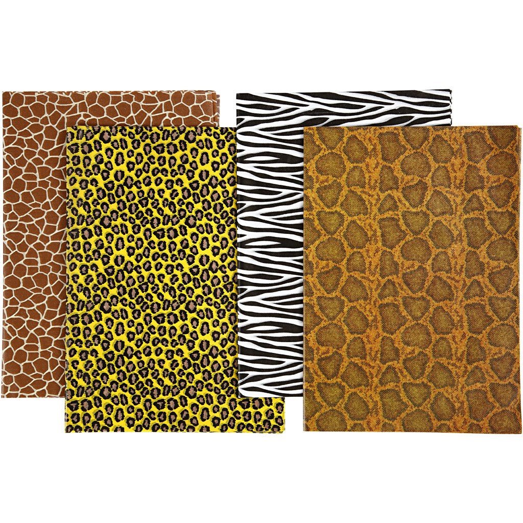 Assorted Sheets of Semi - Transparent Decoupage Papers - 4 Designs - Animal Prints - Home - Crafts