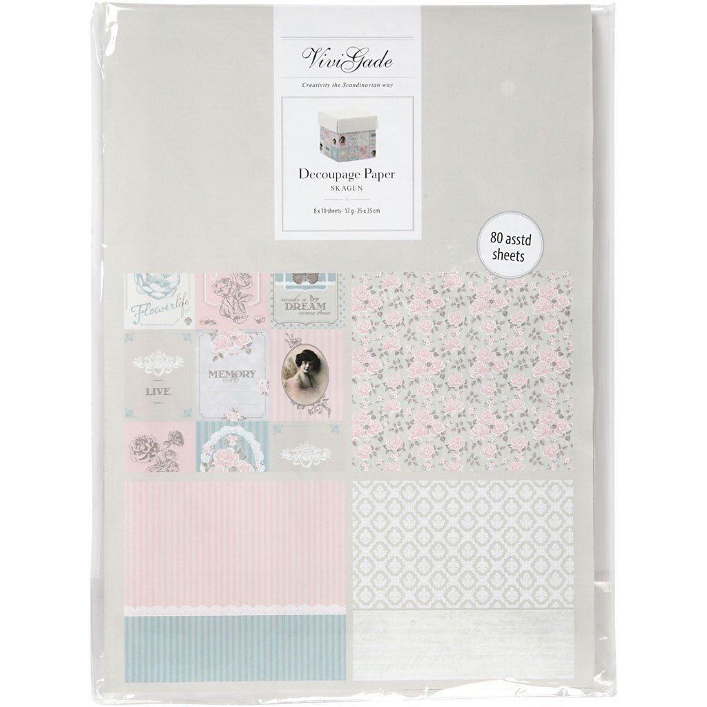 Assorted Sheets of Semi - Transparent Decoupage Papers - 4 Designs - Skagen - Home - Crafts