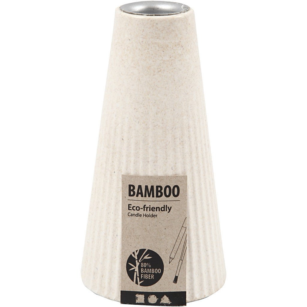 Bamboo Wood Candle Metal Holder With Pleated Pattern Home Decorations Crafts H: 13 cm D: 7 cm - Home - Crafts