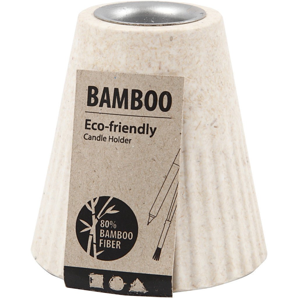 Bamboo Wood Candle Metal Holder With Pleated Pattern Home Decorations Crafts H: 7 cm D: 6.8 cm - Home - Crafts