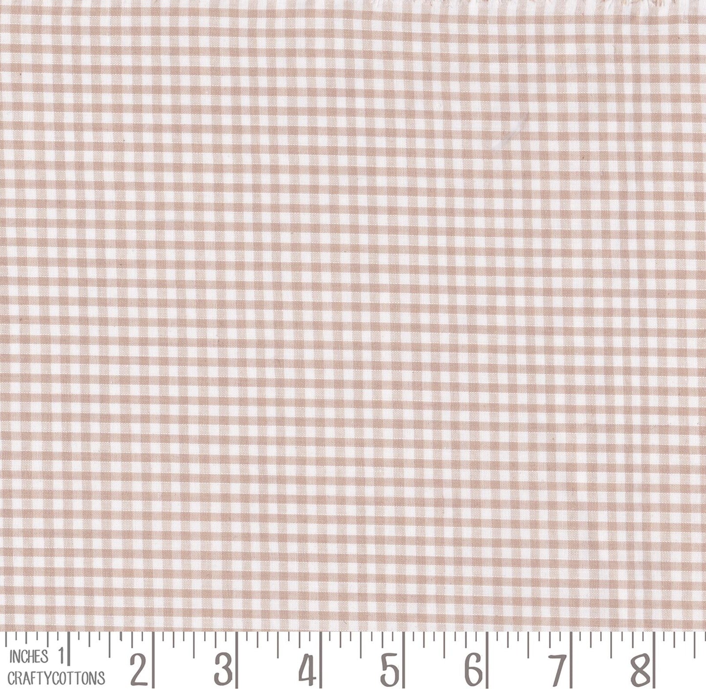 Beige Gingham Polycotton 1/8" Checked Fabric Select Size 112cm Wide - Home - Crafts