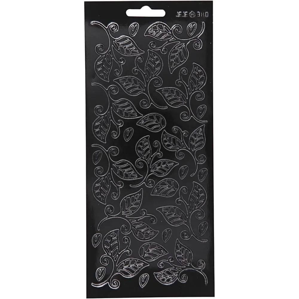 Black Assorted Borders Flowers Designs Self Adhesive Peel Off Stickers Sheet