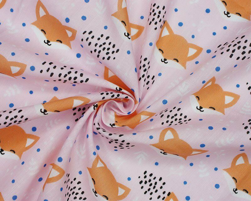 Blushing Foxes Baby Pink Polycotton Children Fabric