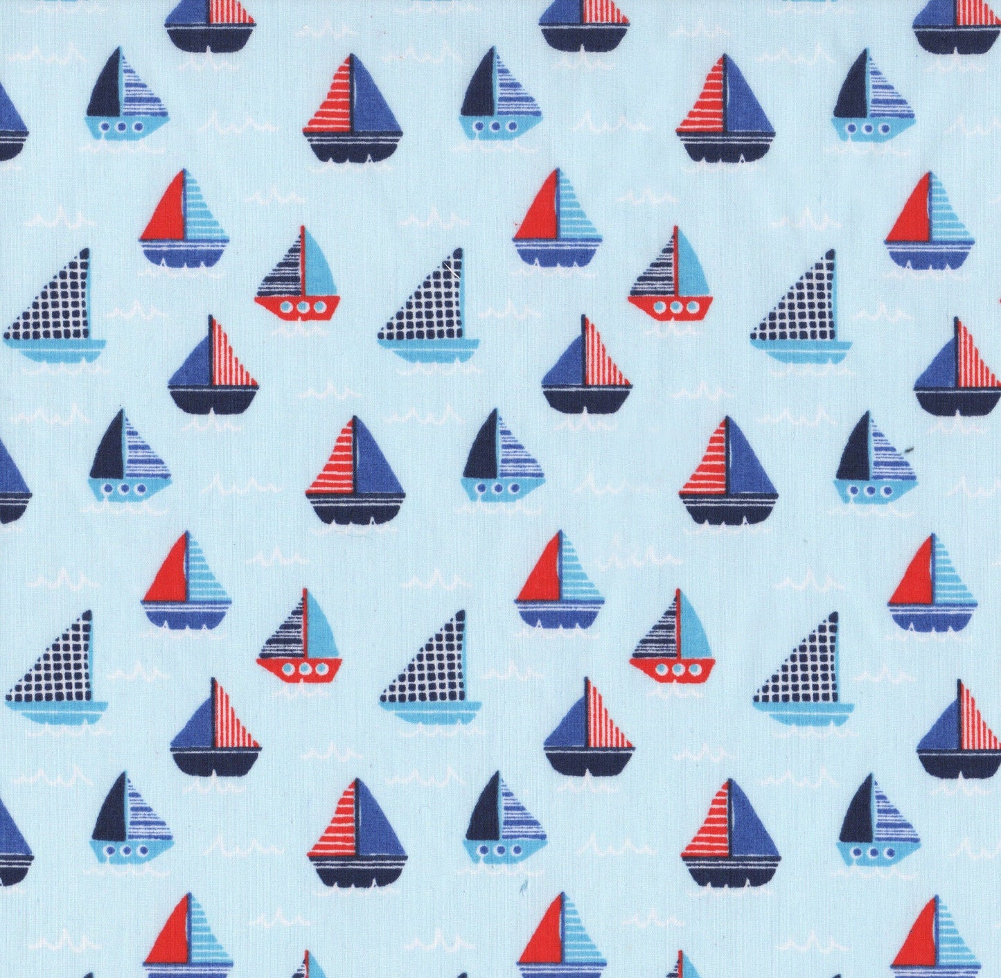 Boats Pale Blue Polycotton Children Fabric Choose Size - Home - Crafts