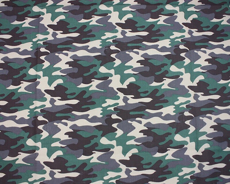 Camouflage Khaki_Grey Polycotton Children Fabric Sold By Half Metre