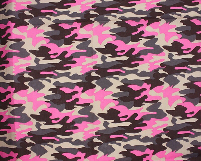Camouflage Pink_Grey Polycotton Children Fabric Sold By Half Metre