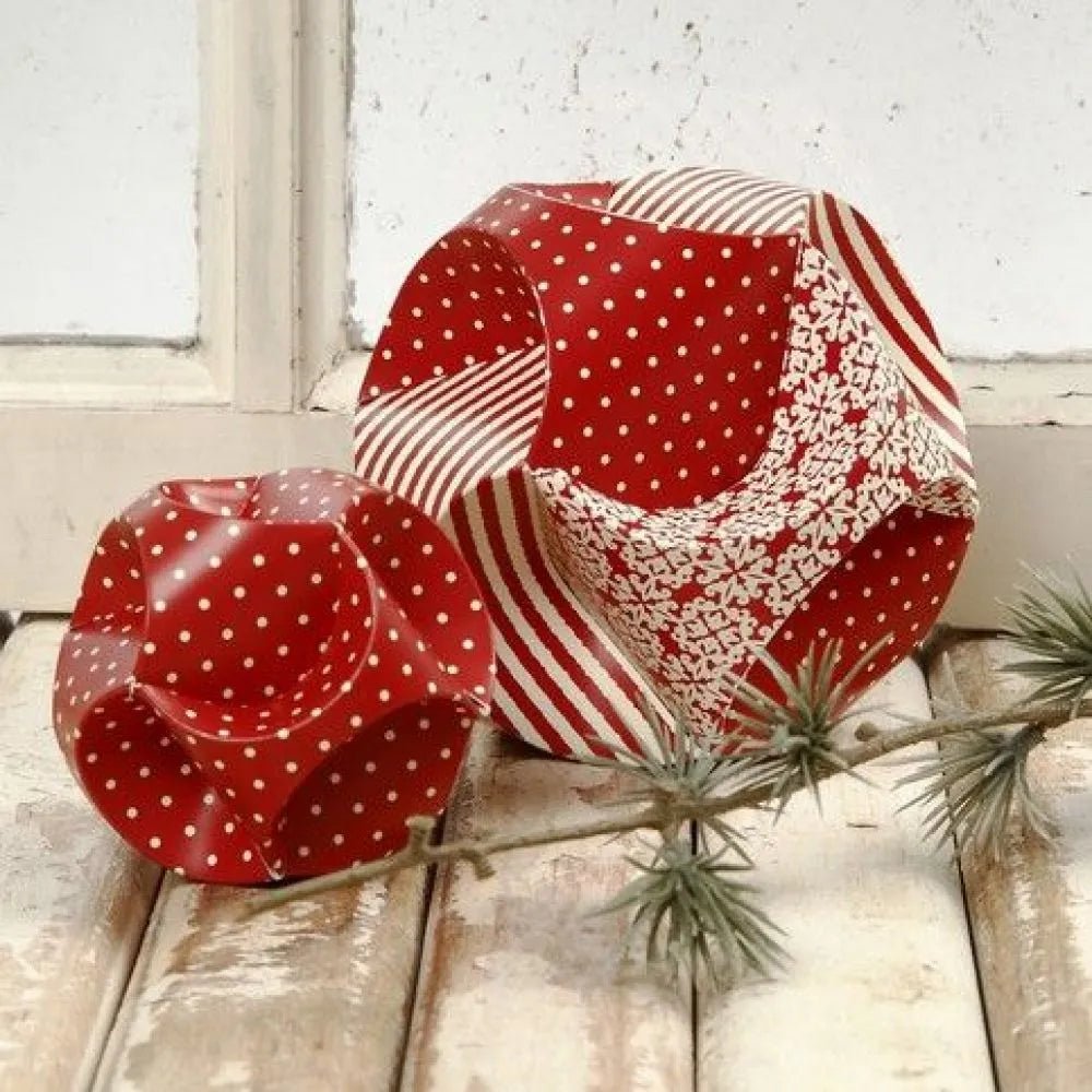 Christmas Click Ornaments 3 Different Design Red Die Cut Card Paper Crafts 9 cm
