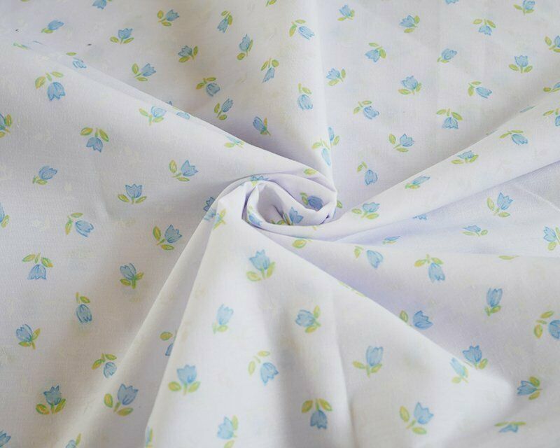 Clara Blue Shabby Chic Polycotton Floral Fabric - Home - Crafts