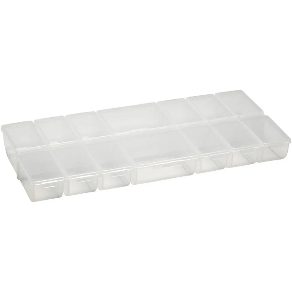 Clear Plastic Storage Box With 14 Compartments Click Lock Lid For Storing 24 cm