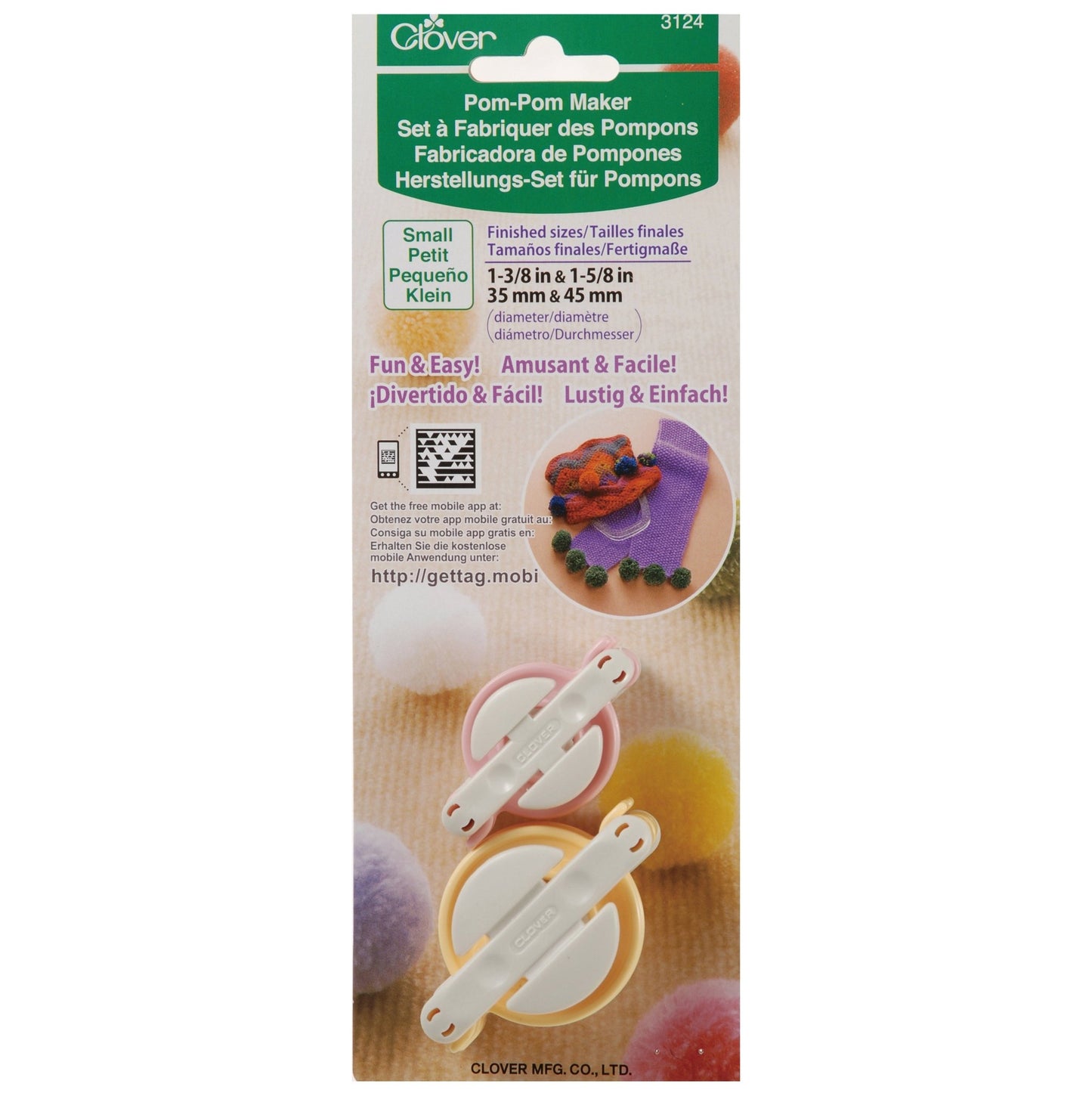 Clover Set of 2 Small Size Pom Pom Maker Crocheting Knitting Craft Accessories - Home - Crafts