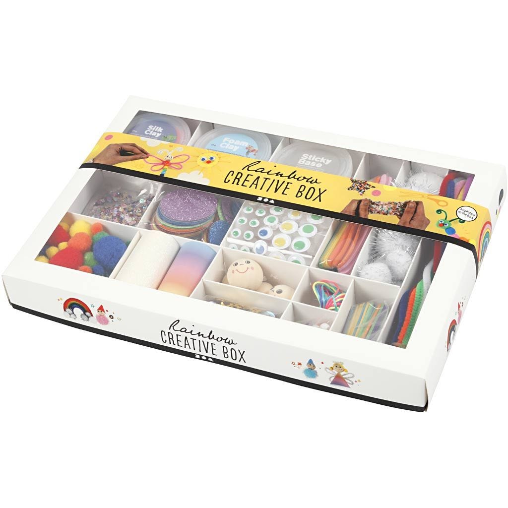 Creative Box Clay Base Sequins Pom-Poms Eyes Beads Cord Glitter Sticks