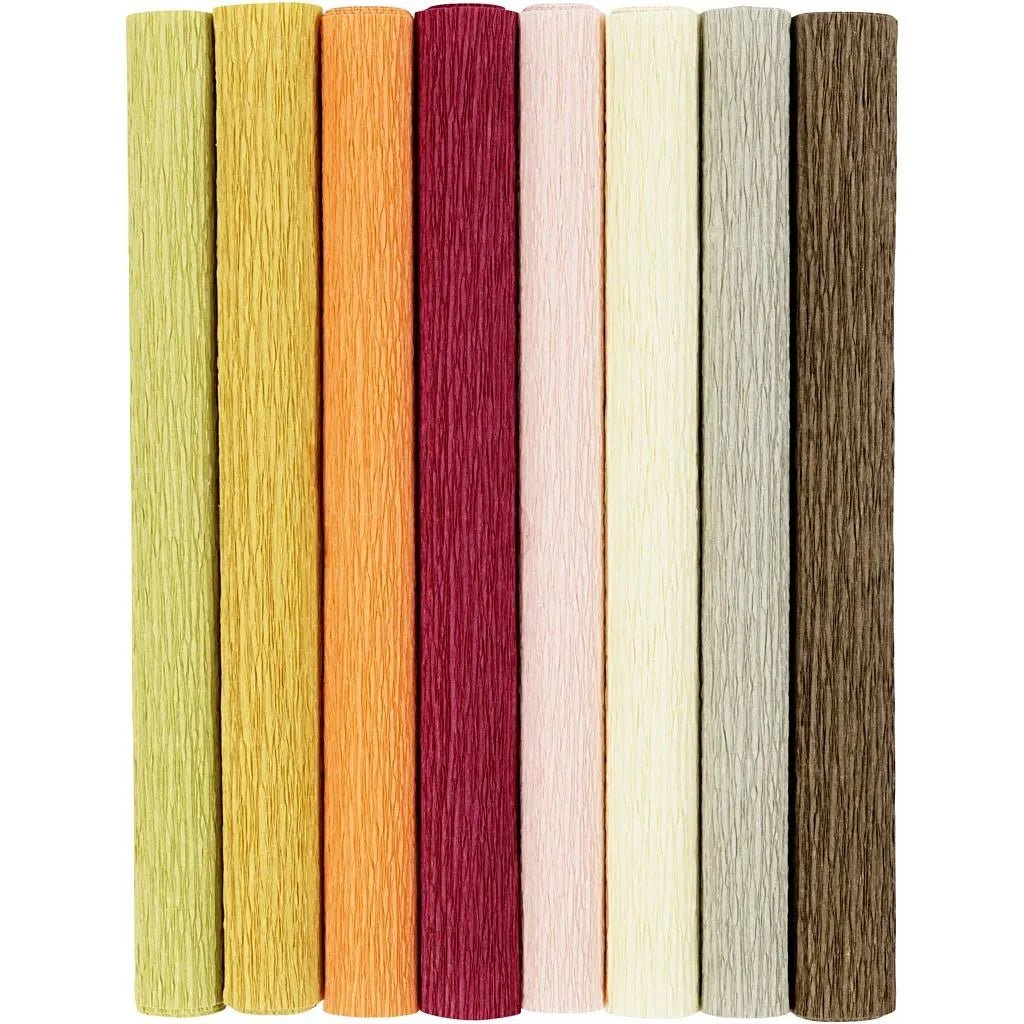 Crepe Paper 25x60cm 180% 105g Natural Colours 8 Sheets Stretchable