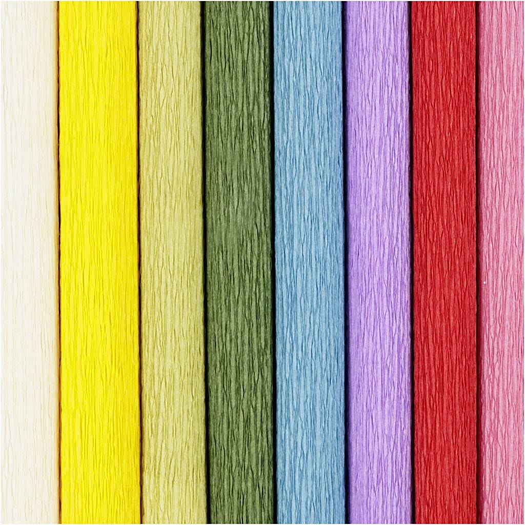 Crepe Paper 25x60cm Crêpe 180% 105g Standard Colours 8 Sheets Stretchable Decor