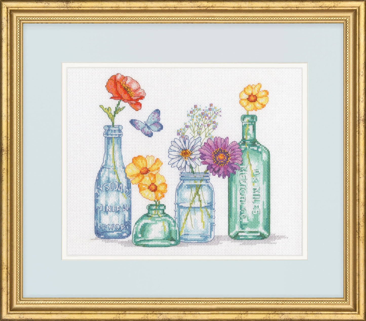 Dimensions Cross Stitch Canvas Kit Needlecraft Craft 30.5x25.4cm - Wildflower Jars - Home - Crafts