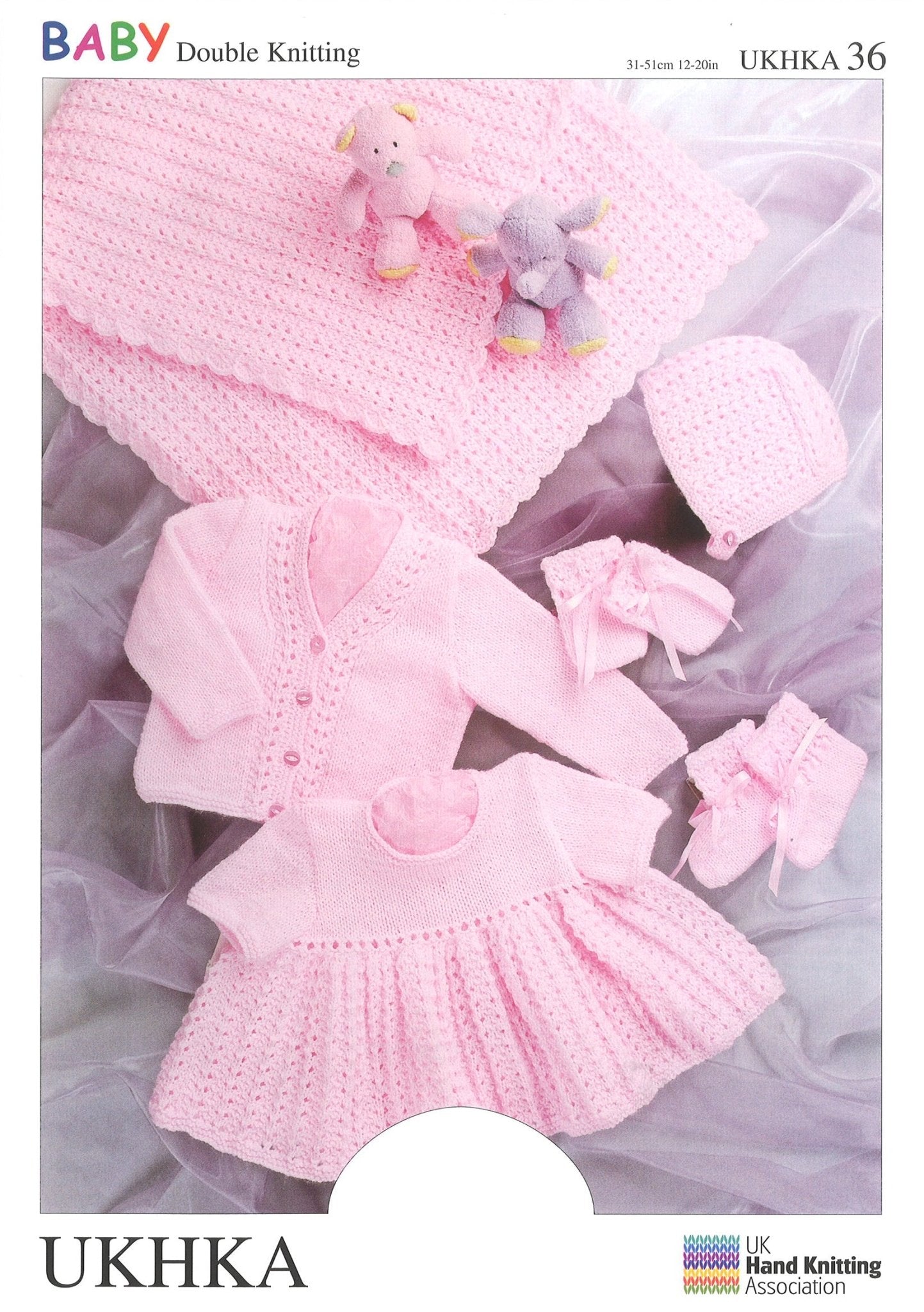 Double Knitting Pattern Shawl Dress Hat Mittens Booties 0 To 1 years 31 - 51 cm 12 - 20 inches - Home - Crafts