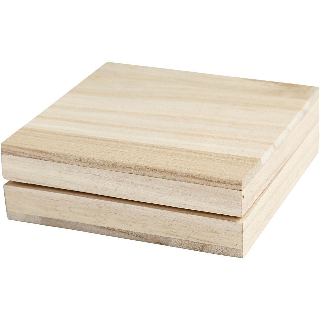 Empress Tree Light Wood Stroage Box With Lid Home Decoration Crafts 10x10 cm - Home - Crafts