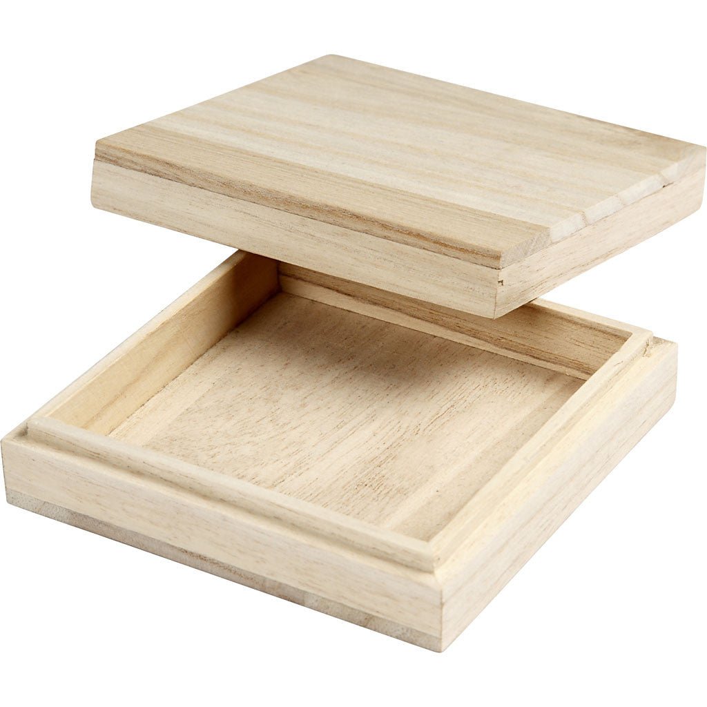 Empress Tree Light Wood Stroage Box With Lid Home Decoration Crafts 10x10 cm - Home - Crafts