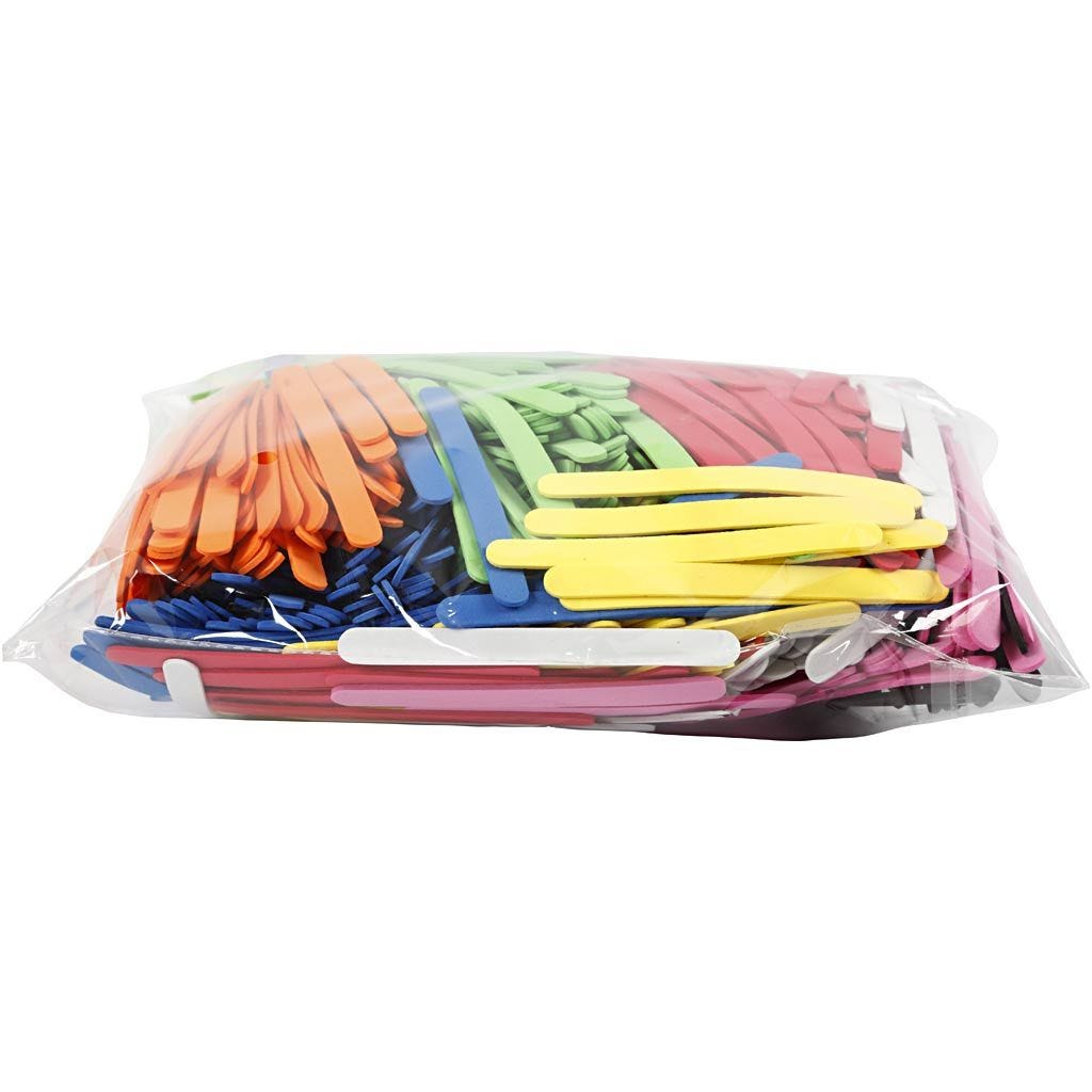 Eva Foam Ice Lolly Sticks Crafts Bendable 11.5cm 1cm 2mm Assorted Colours 1000 Pack