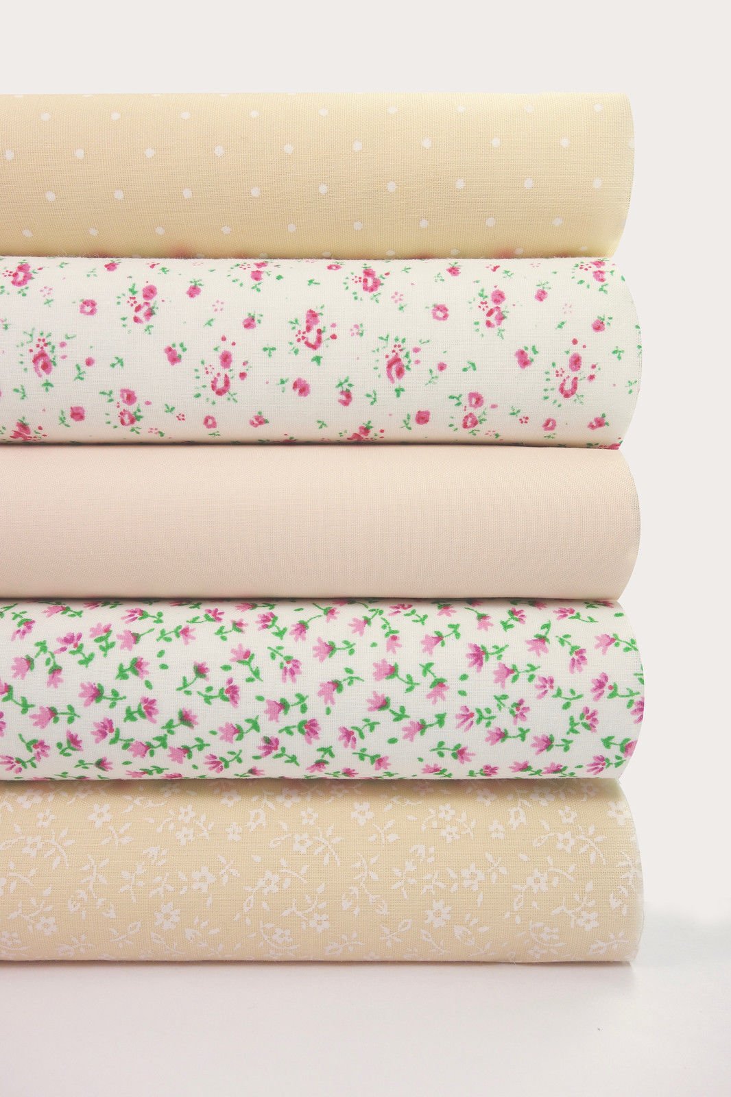 Fabric Bundles Fat Quarters Polycotton Material Florals Spots Plain Craft - PEACH - Home - Crafts