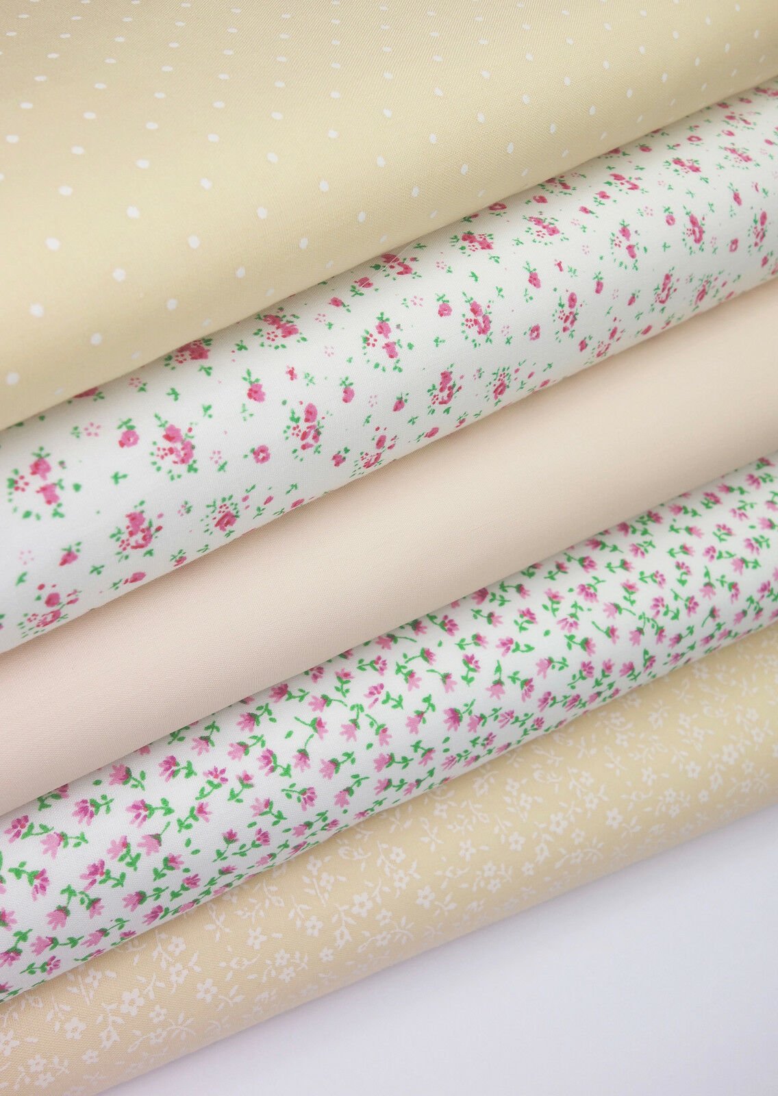 Fabric Bundles Fat Quarters Polycotton Material Florals Spots Plain Craft - PEACH - Home - Crafts
