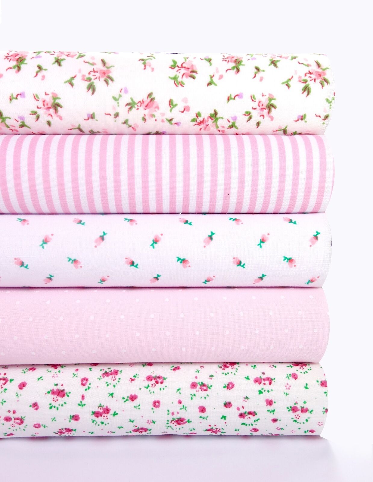 Fabric Bundles Fat Quarters Polycotton Material Florals Stripes Spots Craft - PINK - Home - Crafts