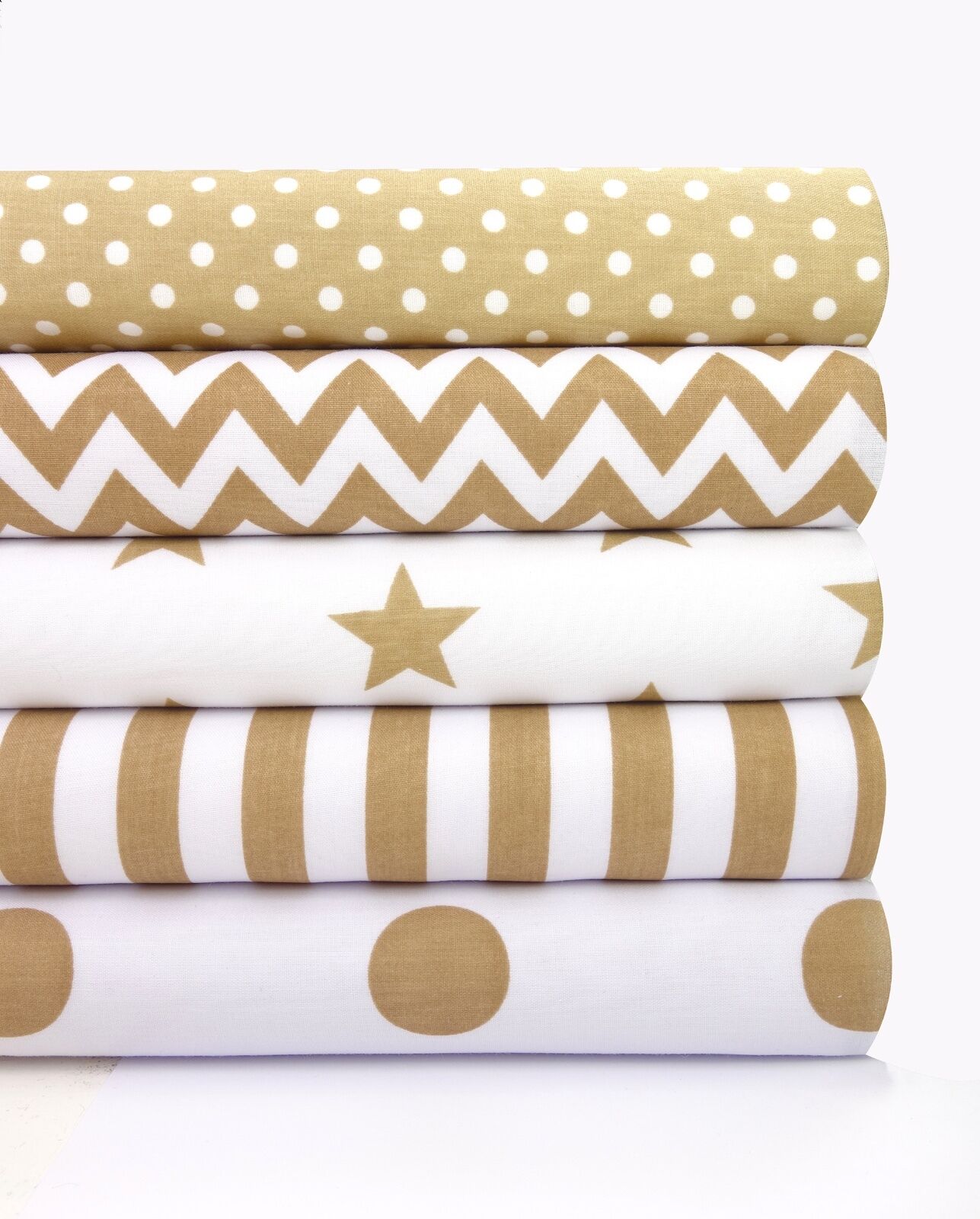 Fabric Bundles Fat Quarters Polycotton Material Geometric Spots Stripes Craft - BEIGE - Home - Crafts