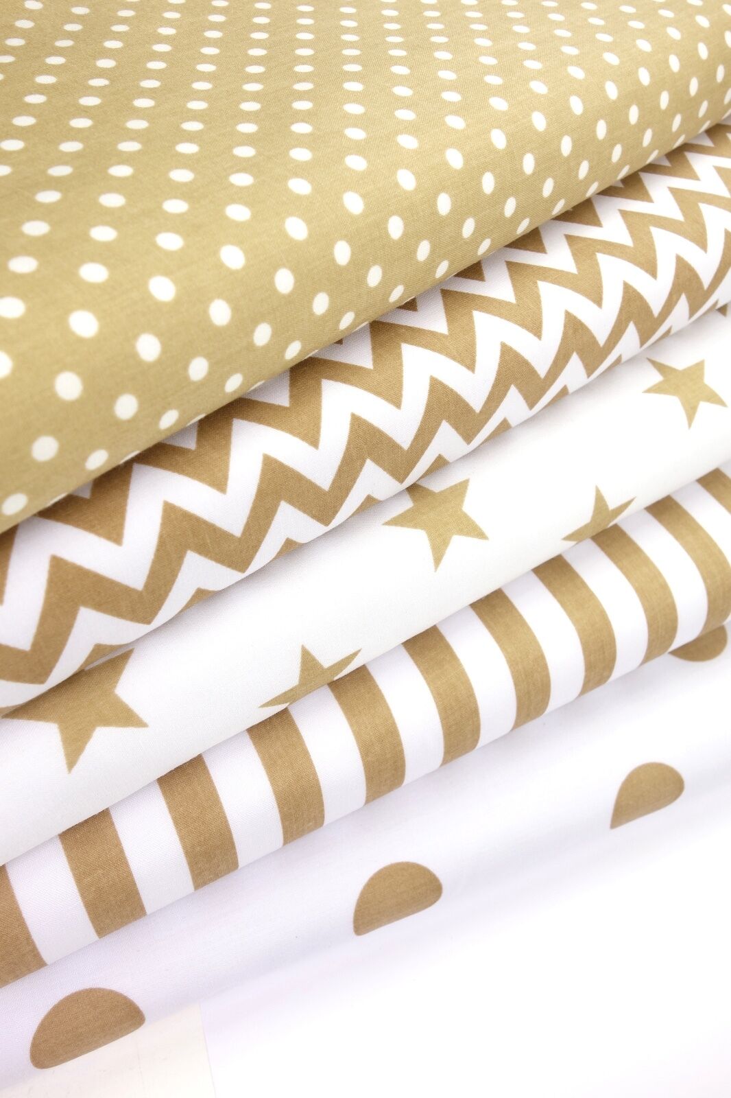 Fabric Bundles Fat Quarters Polycotton Material Geometric Spots Stripes Craft - BEIGE - Home - Crafts